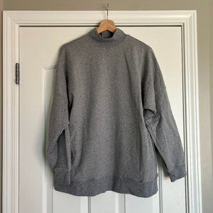 DYI Grey Mock Turtleneck Sweatshirt Long with Pockets Stretchy